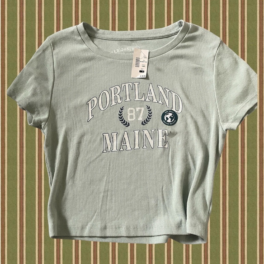 Aeropostale portland Maine modern trendy NWT Sea foam green baby tee shirt large
